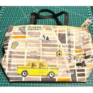 New York City Map Tote Bag With Black Bow Design & Handles